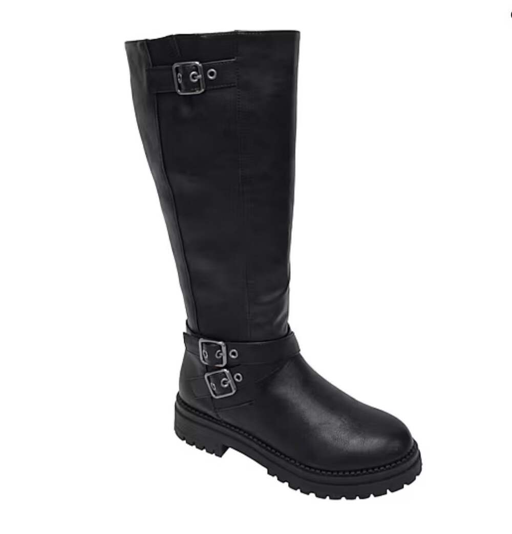 Pop Women's Baldwin Flat Heel Motorcycle Boots US 10M Black